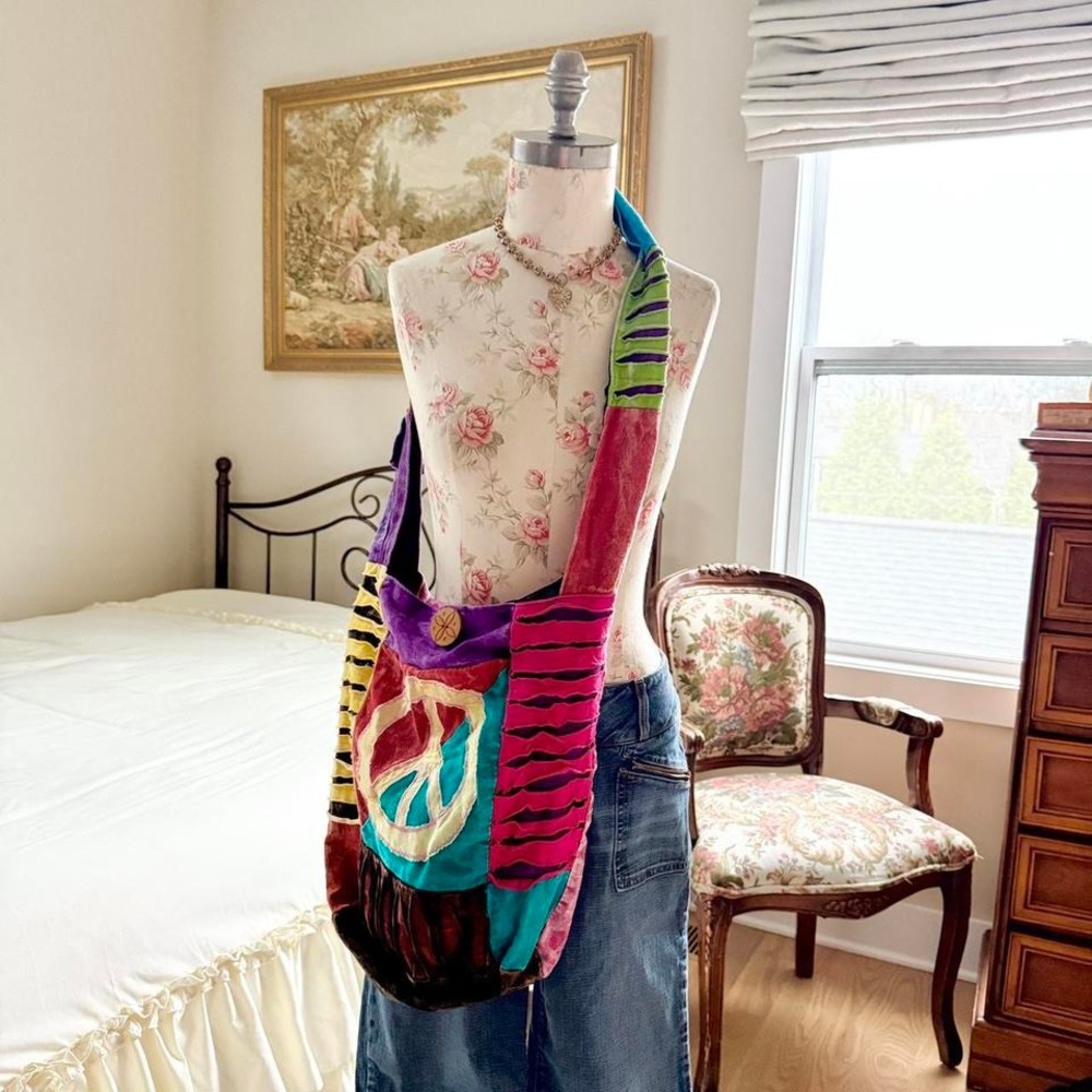 patchwork peace‎ bag  90s boho patchwork crossbody